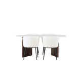 Jídelní stůl Grönvik 180*75 - Mocca / Offwhite Concretelook MDF + Jídelní židle Edina - Černá / Bílá Boucle _4