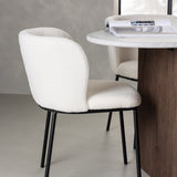Jídelní stůl Grönvik 180*75 - Mocca / Offwhite Concretelook MDF + Jídelní židle Edina - Černá / Bílá Boucle _4