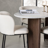 Jídelní stůl Grönvik 180*75 - Mocca / Offwhite Concretelook MDF + Jídelní židle Edina - Černá / Bílá Boucle _4