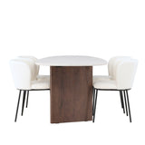 Jídelní stůl Grönvik 180*75 - Mocca / Offwhite Concretelook MDF + Jídelní židle Edina - Černá / Bílá Boucle _4
