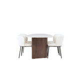 Jídelní stůl Grönvik 180*75 - Mocca / Offwhite Concretelook MDF + Jídelní židle Edina - Černá / Bílá Boucle _4
