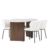 Jídelní stůl Grönvik 180*75 - Mocca / Offwhite Concretelook MDF + Jídelní židle Edina - Černá / Bílá Boucle _4