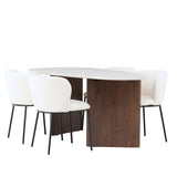 Jídelní stůl Grönvik 180*75 - Mocca / Offwhite Concretelook MDF + Jídelní židle Edina - Černá / Bílá Boucle _4