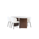 Jídelní stůl Grönvik 180*75 - Mocca / Offwhite Concretelook MDF + Jídelní židle Edina - Černá / Bílá Boucle _4
