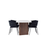 Jídelní stůl Grönvik 180*75 - Mocca / Offwhite Concretelook MDF + Jídelní židle Selma - Černá / Black Velvet _4