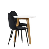 Leonora Jídelní stůl φ65 - Oaklook / Bílá MDF + Polar Jídelní židle - Černé nohy / Black Velvet _2