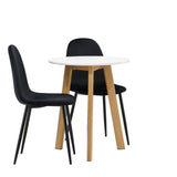 Leonora Jídelní stůl φ65 - Oaklook / Bílá MDF + Polar Jídelní židle - Černé nohy / Black Velvet _2