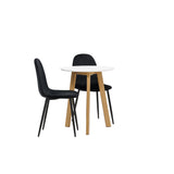 Leonora Jídelní stůl φ65 - Oaklook / Bílá MDF + Polar Jídelní židle - Černé nohy / Black Velvet _2