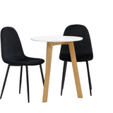 Leonora Jídelní stůl φ65 - Oaklook / Bílá MDF + Polar Jídelní židle - Černé nohy / Black Velvet _2