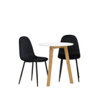 Leonora Jídelní stůl φ65 - Oaklook / Bílá MDF + Polar Jídelní židle - Černé nohy / Black Velvet _2