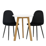 Leonora Jídelní stůl φ65 - Oaklook / Bílá MDF + Polar Jídelní židle - Černé nohy / Black Velvet _2