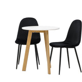 Leonora Jídelní stůl φ65 - Oaklook / Bílá MDF + Polar Jídelní židle - Černé nohy / Black Velvet _2