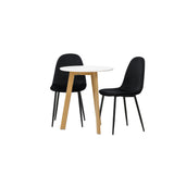 Leonora Jídelní stůl φ65 - Oaklook / Bílá MDF + Polar Jídelní židle - Černé nohy / Black Velvet _2