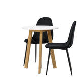 Leonora Jídelní stůl φ65 - Oaklook / Bílá MDF + Polar Jídelní židle - Černé nohy / Black Velvet _2