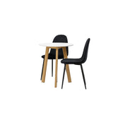 Leonora Jídelní stůl φ65 - Oaklook / Bílá MDF + Polar Jídelní židle - Černé nohy / Black Velvet _2
