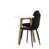 Leonora Jídelní stůl φ65 - Oaklook / Bílá MDF + Polar Jídelní židle - Černé nohy / Black Velvet _2