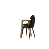 Leonora Jídelní stůl φ65 - Oaklook / Bílá MDF + Polar Jídelní židle - Černé nohy / Black Velvet _2