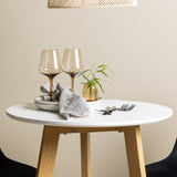 Leonora Jídelní stůl φ65 - Oaklook / Bílá MDF + Polar Jídelní židle - Černé nohy / Black Velvet _2