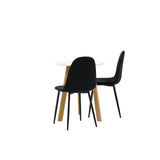 Leonora Jídelní stůl φ65 - Oaklook / Bílá MDF + Polar Jídelní židle - Černé nohy / Black Velvet _2