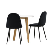 Leonora Jídelní stůl φ65 - Oaklook / Bílá MDF + Polar Jídelní židle - Černé nohy / Black Velvet _2
