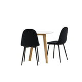 Leonora Jídelní stůl φ65 - Oaklook / Bílá MDF + Polar Jídelní židle - Černé nohy / Black Velvet _2