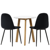 Leonora Jídelní stůl φ65 - Oaklook / Bílá MDF + Polar Jídelní židle - Černé nohy / Black Velvet _2