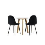 Leonora Jídelní stůl φ65 - Oaklook / Bílá MDF + Polar Jídelní židle - Černé nohy / Black Velvet _2