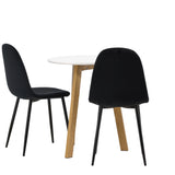 Leonora Jídelní stůl φ65 - Oaklook / Bílá MDF + Polar Jídelní židle - Černé nohy / Black Velvet _2