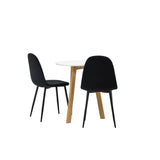 Leonora Jídelní stůl φ65 - Oaklook / Bílá MDF + Polar Jídelní židle - Černé nohy / Black Velvet _2