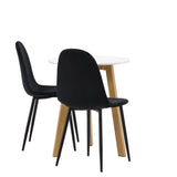 Leonora Jídelní stůl φ65 - Oaklook / Bílá MDF + Polar Jídelní židle - Černé nohy / Black Velvet _2
