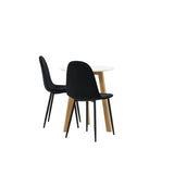 Leonora Jídelní stůl φ65 - Oaklook / Bílá MDF + Polar Jídelní židle - Černé nohy / Black Velvet _2
