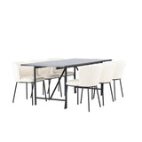 Jídelní stůl Astrid 200*75 - Matná černá / Matná černá MDF s dýhou + Jídelní židle Edina - Černá / Bílá Boucle _6