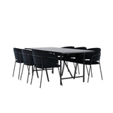 Jídelní stůl Astrid 200*75 - Matná černá / Matná černá MDF s dýhou + Jídelní židle Selma - Černá / Black Velvet _6
