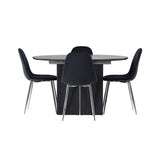 Jídelní stůl Matilda φ130 - Černá / Černá MDF s dýhou + Jídelní židle Polar - Black Velvet / Chrome _4
