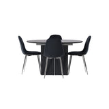 Jídelní stůl Matilda φ130 - Černá / Černá MDF s dýhou + Jídelní židle Polar - Black Velvet / Chrome _4