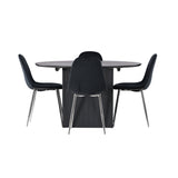 Jídelní stůl Matilda φ130 - Černá / Černá MDF s dýhou + Jídelní židle Polar - Black Velvet / Chrome _4