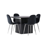 Jídelní stůl Matilda φ130 - Černá / Černá MDF s dýhou + Jídelní židle Polar - Black Velvet / Chrome _4