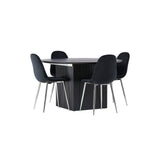 Jídelní stůl Matilda φ130 - Černá / Černá MDF s dýhou + Jídelní židle Polar - Black Velvet / Chrome _4