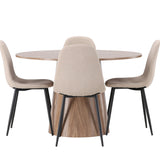 Lanzo jídelní stůl φ120 - přírodní / přírodní MDF + jídelní židle Polar - černá / béžová Boucle _4