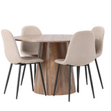 Lanzo jídelní stůl φ120 - přírodní / přírodní MDF + jídelní židle Polar - černá / béžová Boucle _4