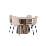 Lanzo jídelní stůl φ120 - přírodní / přírodní MDF + jídelní židle Polar - černá / béžová Boucle _4