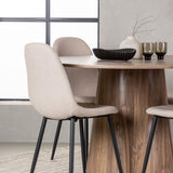 Lanzo jídelní stůl φ120 - přírodní / přírodní MDF + jídelní židle Polar - černá / béžová Boucle _4