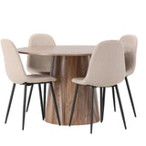 Lanzo jídelní stůl φ120 - přírodní / přírodní MDF + jídelní židle Polar - černá / béžová Boucle _4