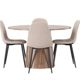 Lanzo jídelní stůl φ120 - přírodní / přírodní MDF + jídelní židle Polar - černá / béžová Boucle _4