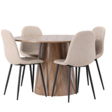 Lanzo jídelní stůl φ120 - přírodní / přírodní MDF + jídelní židle Polar - černá / béžová Boucle _4