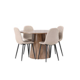 Lanzo jídelní stůl φ120 - přírodní / přírodní MDF + jídelní židle Polar - černá / béžová Boucle _4