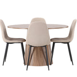 Lanzo jídelní stůl φ120 - přírodní / přírodní MDF + jídelní židle Polar - černá / béžová Boucle _4