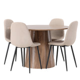 Lanzo jídelní stůl φ120 - přírodní / přírodní MDF + jídelní židle Polar - černá / béžová Boucle _4