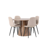 Lanzo jídelní stůl φ120 - přírodní / přírodní MDF + jídelní židle Polar - černá / béžová Boucle _4