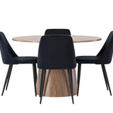 Lanzo jídelní stůl φ120 - přírodní / přírodní MDF + noční jídelní židle - černá / černý samet _4